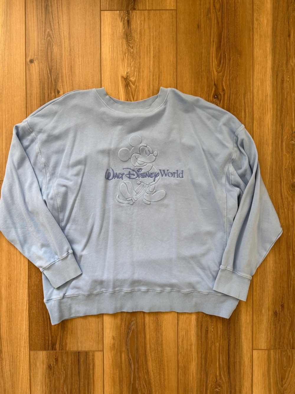 Disney Light Blue Embroidered Mickey Sweatshirt Pullover